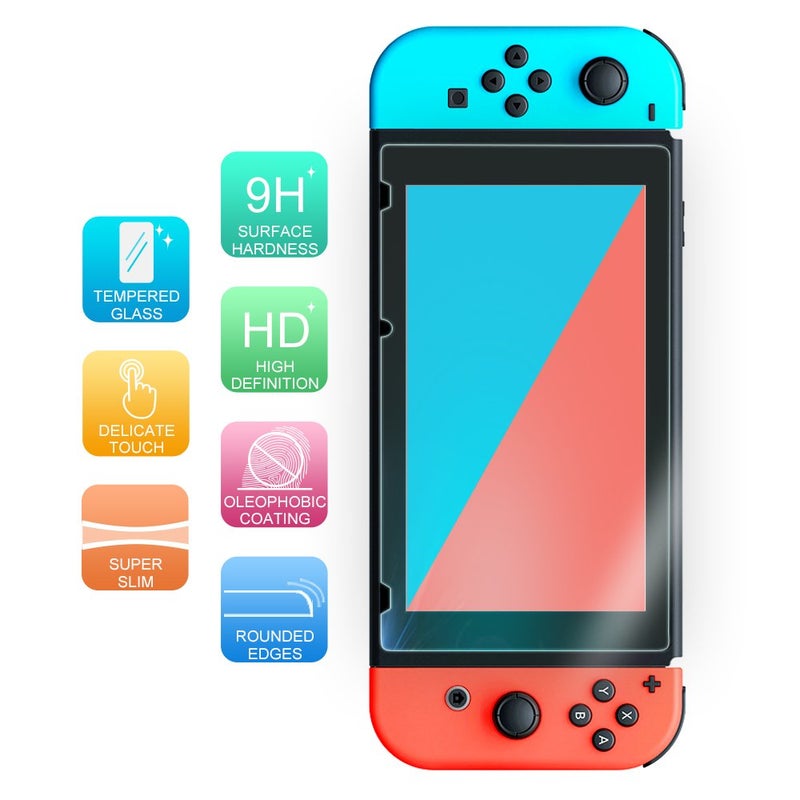 TJ's TJS 2 Pack Screen Protector Tempered Glass for Nintendo Switch Model 2017 6.2", [Works While Docking] - 0.3mm Thickness/Bubble Free/Ultra Clear/9H Hardness/Anti-Scratch/Anti-Fingerprint (Clear) - Image 3